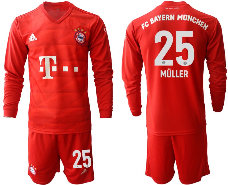 Men 2019-2020 club Bayern Munich home long sleeves #25 red Soccer Jerseys